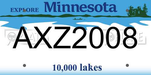 AXZ2008 Minnesota License Plate