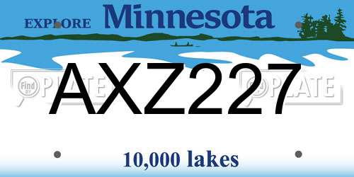 AXZ227 Minnesota License Plate