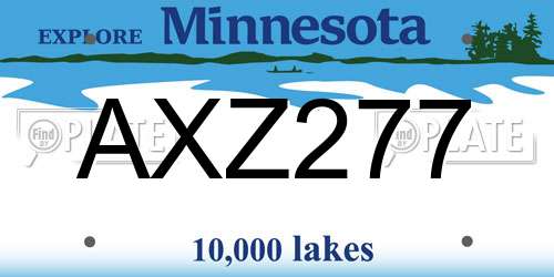 AXZ277 Minnesota License Plate