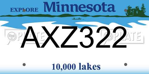 AXZ322 Minnesota License Plate