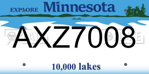 AXZ7008 Minnesota License Plate
