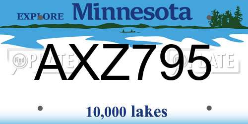 AXZ795 Minnesota License Plate