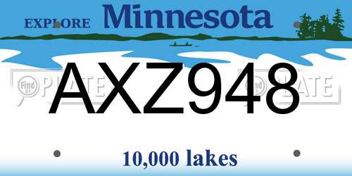 AXZ948 Minnesota License Plate