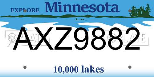 AXZ9882 Minnesota License Plate