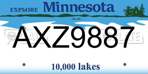 AXZ9887 Minnesota License Plate