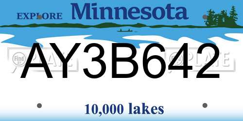 AY3B642 Minnesota License Plate