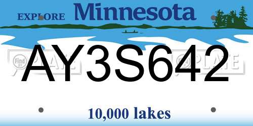 AY3S642 Minnesota License Plate