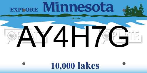 AY4H7G Minnesota License Plate