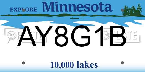 AY8G1B Minnesota License Plate