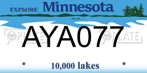 AYA077 Minnesota License Plate