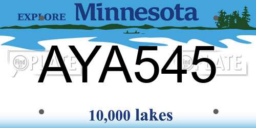 AYA545 Minnesota License Plate