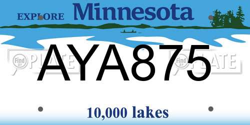 AYA875 Minnesota License Plate