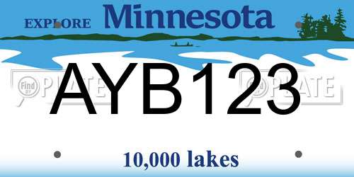 AYB123 Minnesota License Plate