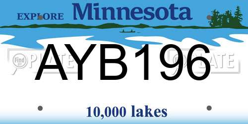 AYB196 Minnesota License Plate