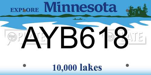 AYB618 Minnesota License Plate