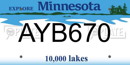 AYB670 Minnesota License Plate