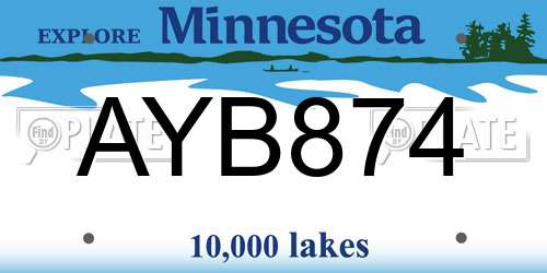 AYB874 Minnesota License Plate