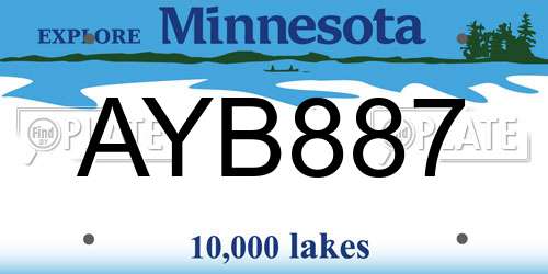 AYB887 Minnesota License Plate