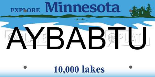 AYBABTU Minnesota License Plate
