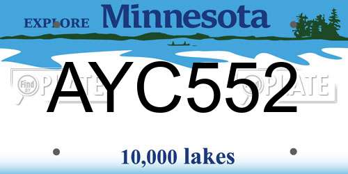 AYC552 Minnesota License Plate