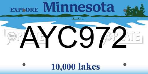 AYC972 Minnesota License Plate