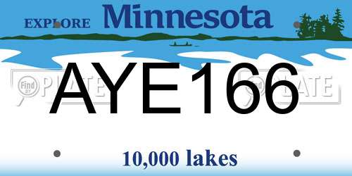 AYE166 Minnesota License Plate