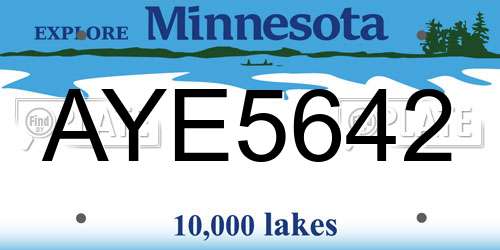 AYE5642 Minnesota License Plate