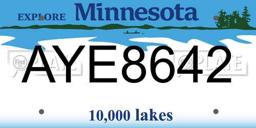 AYE8642 Minnesota License Plate