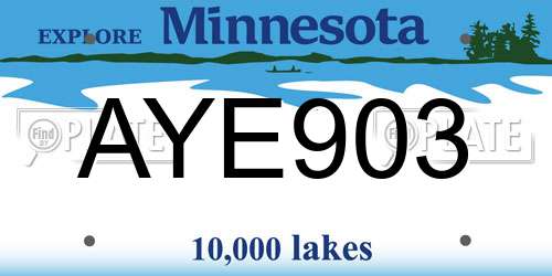 AYE903 Minnesota License Plate