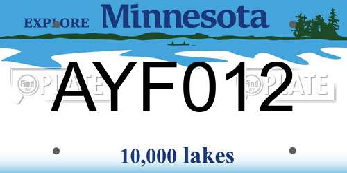 AYF012 Minnesota License Plate