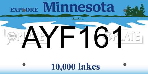 AYF161 Minnesota License Plate