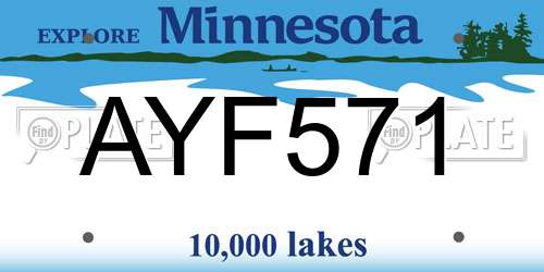 AYF571 Minnesota License Plate