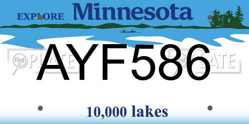 AYF586 Minnesota License Plate