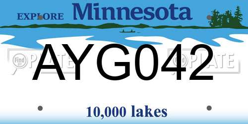 AYG042 Minnesota License Plate