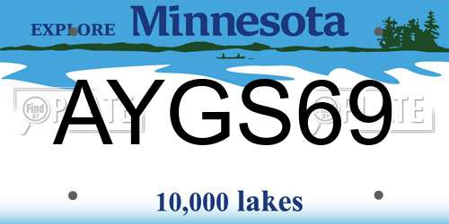 AYGS69 Minnesota License Plate