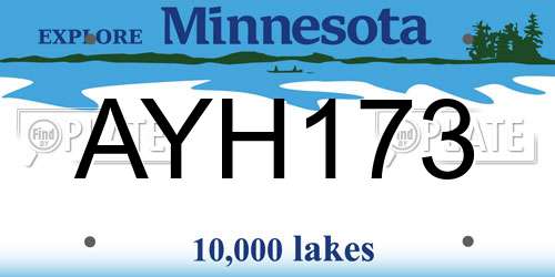 AYH173 Minnesota License Plate