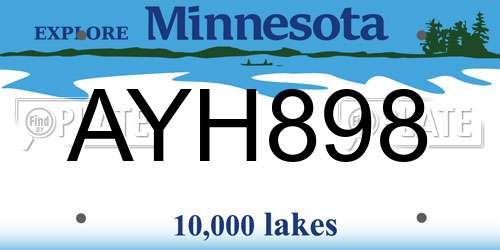 AYH898 Minnesota License Plate