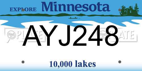 AYJ248 Minnesota License Plate