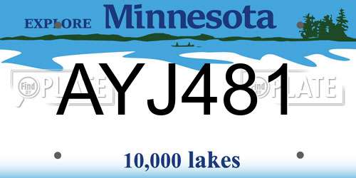 AYJ481 Minnesota License Plate