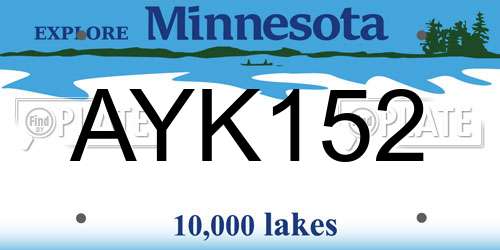 AYK152 Minnesota License Plate