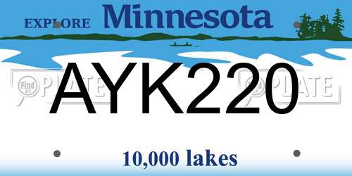 AYK220 Minnesota License Plate