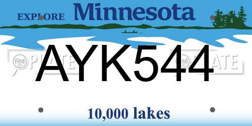 AYK544 Minnesota License Plate