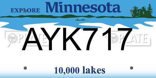 AYK717 Minnesota License Plate