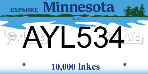 AYL534 Minnesota License Plate