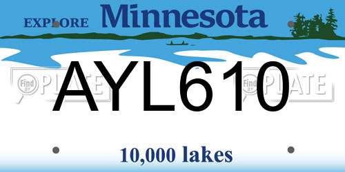 AYL610 Minnesota License Plate