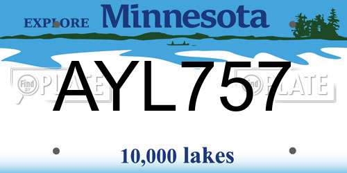 AYL757 Minnesota License Plate