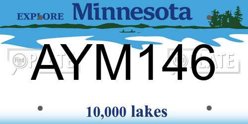 AYM146 Minnesota License Plate