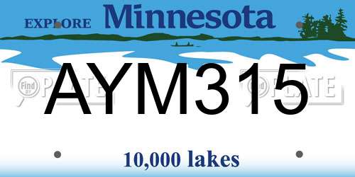 AYM315 Minnesota License Plate
