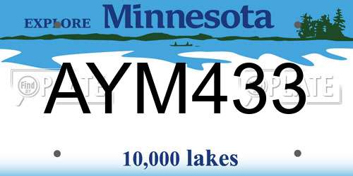 AYM433 Minnesota License Plate