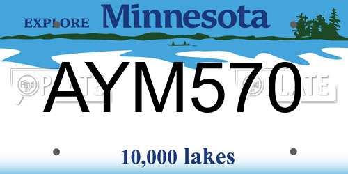 AYM570 Minnesota License Plate